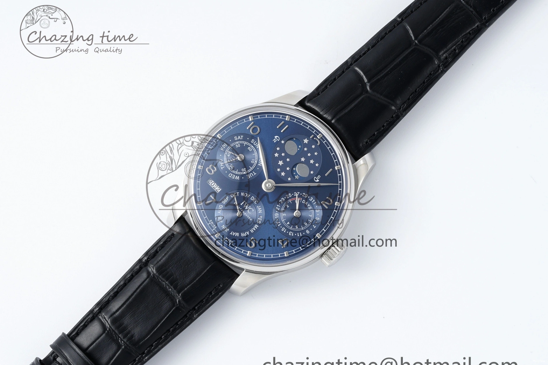MIROTIME 0323 Bold Portugieser Perpetual Calendar SS 5033 APSF 1:1 Best Edition Blue Dial on Black Leather Strap A52610 Clone 7041
